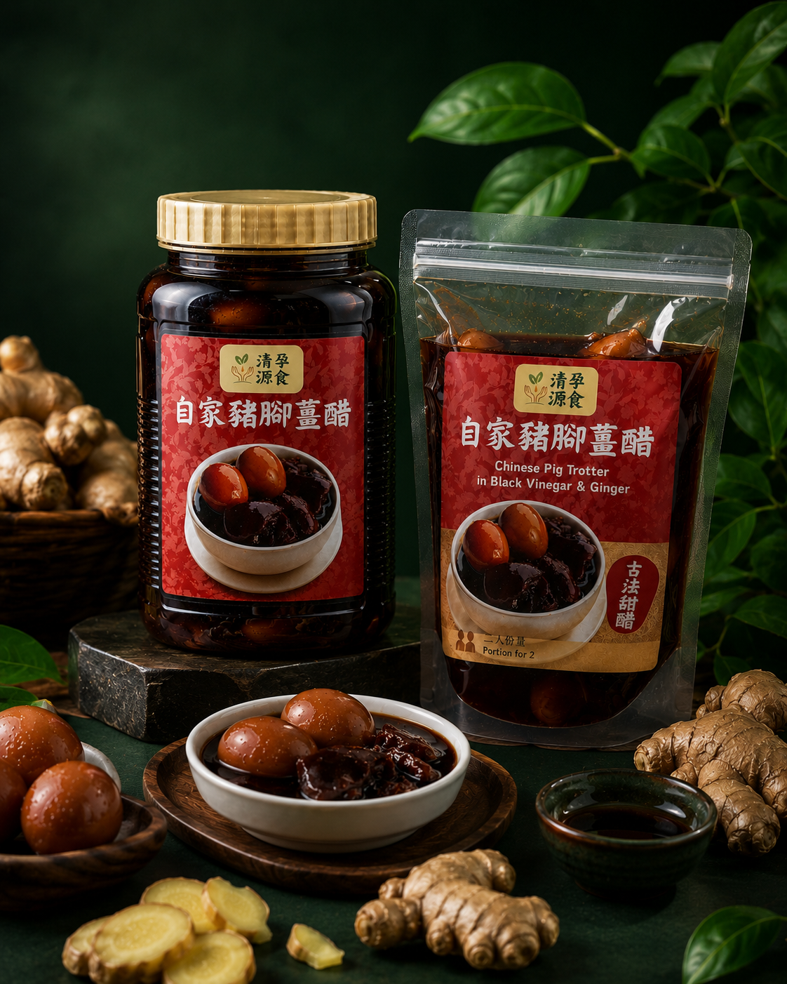 Pig Trotter with Black Vinegar and Ginger (Serves 2)